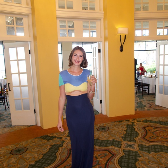 Staud Colorblock Pattern Long Dress Size S - Picture 3 of 7